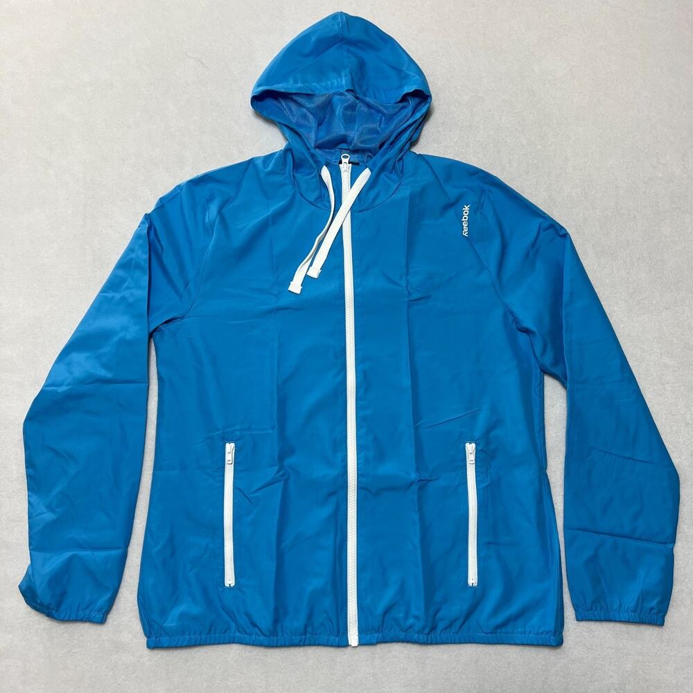 Reebok Women’s Hooded Jacket Medium Blue Lightweight Zip Up NWT